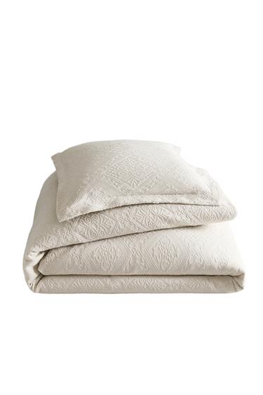 COTTON BEDSPREAD WITH GEOMETRIC DESIGN - Ecru by Zara