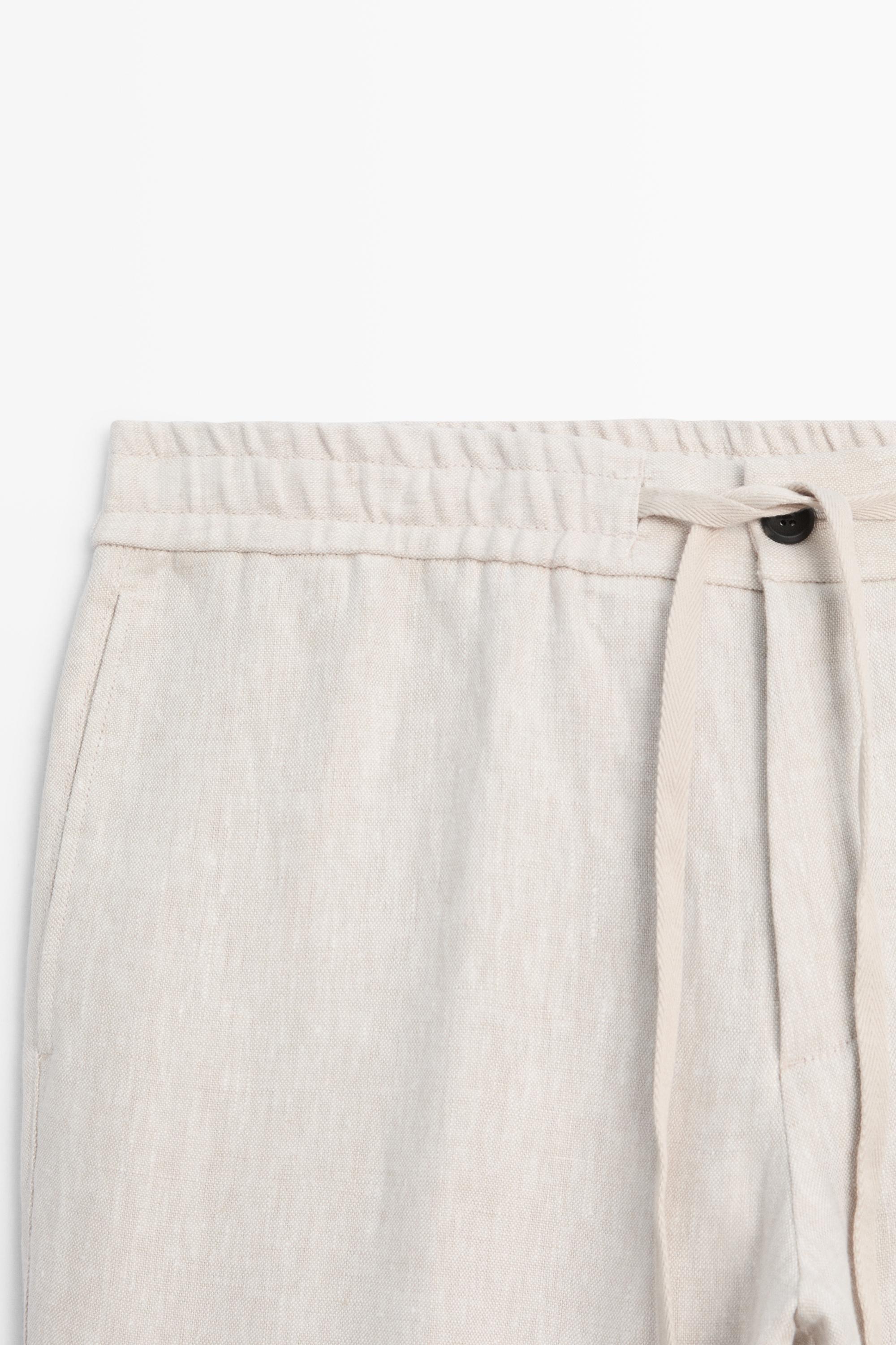 Linen jogger fit trousers
