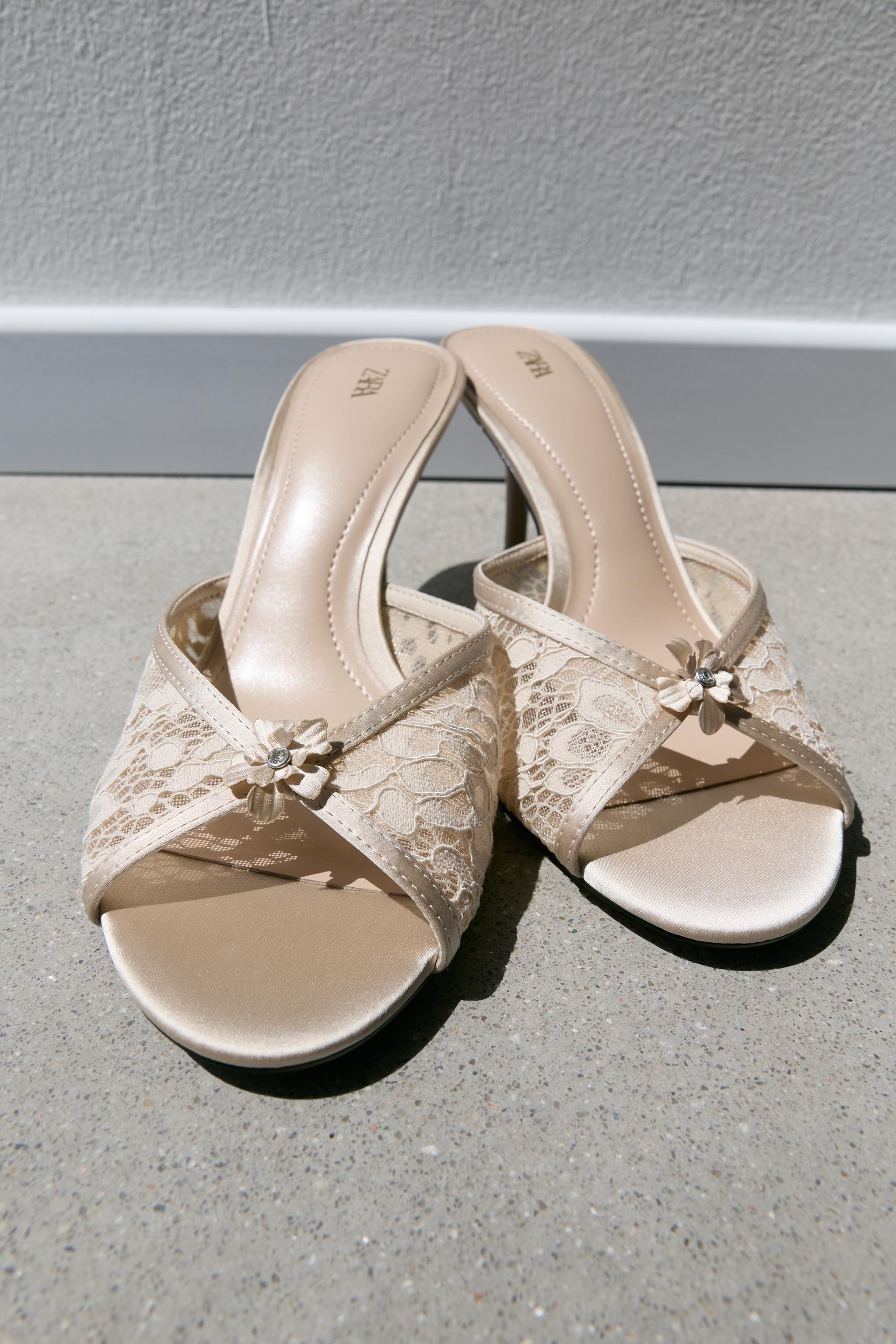 EMBROIDERED MULE HEELS — 