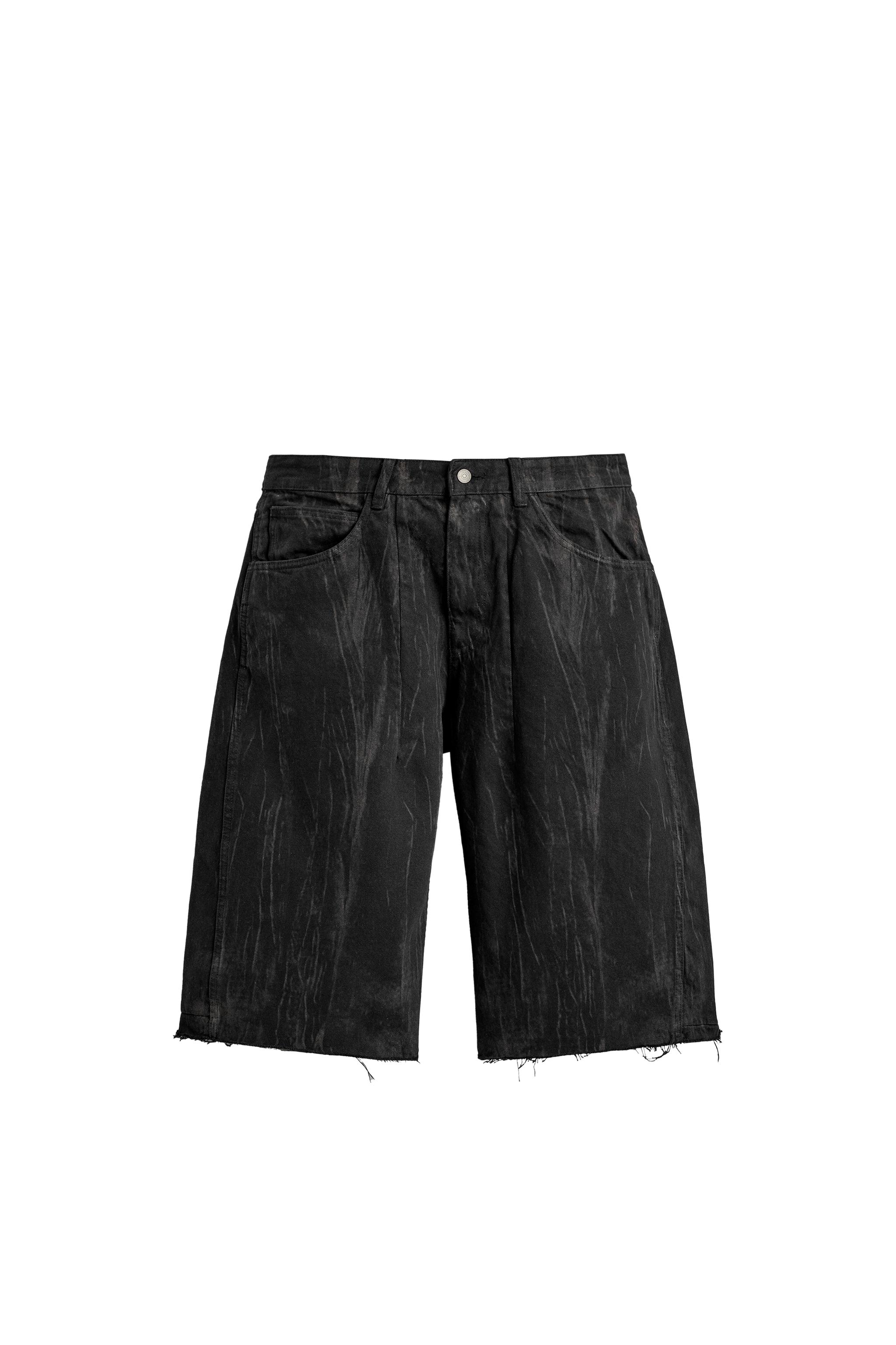 WASHED PRINT DENIM JORTS - Black | ZARA United States