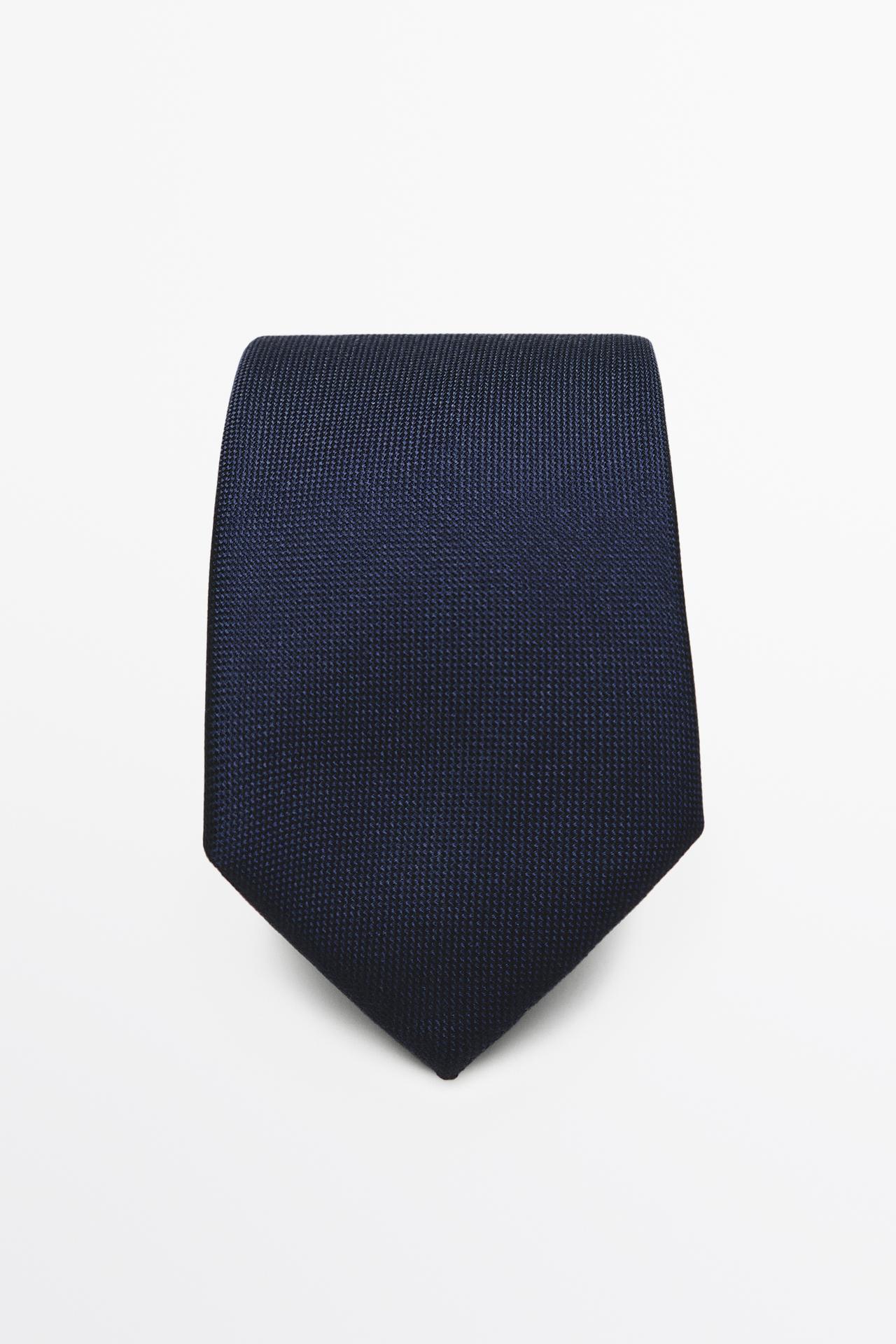 100% silk textured tie — Navy blue