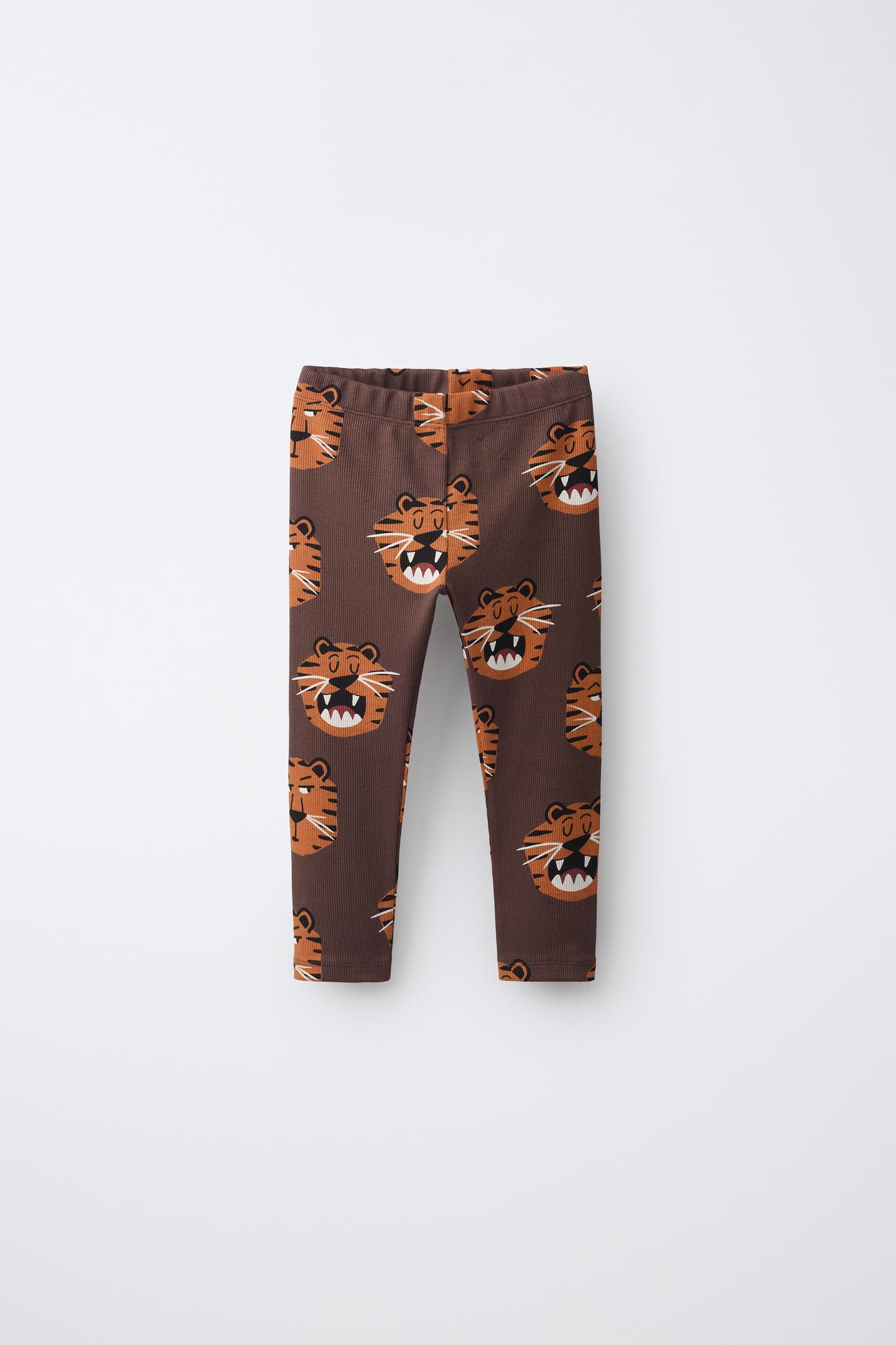 Детские леггинсы Zara Printed Ribbed, цвет: Коричневый — фото 1