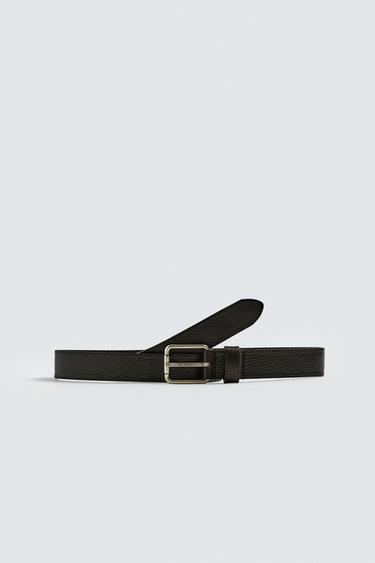 حزام جلدي بغرزات راجعة - بني الخاص بـ Zara