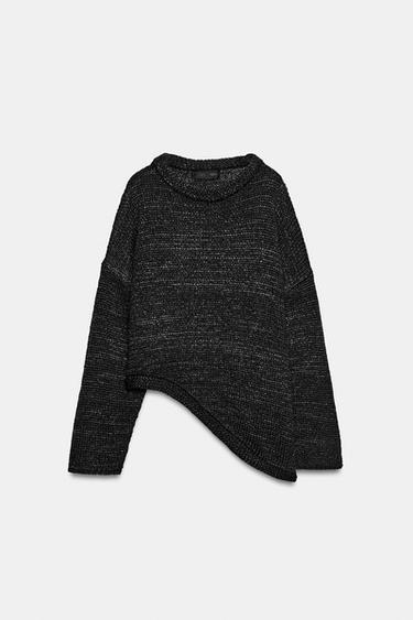 PULL EN MAILLE ASYMÉTRIQUE - Noir de Zara - Image 4