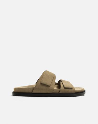 SANDALIA PIEL DOBLE TIRA - Marrón de Zara