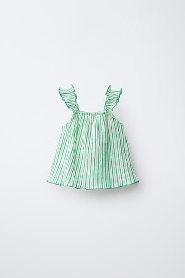 TEXTURED STRIPED FLOWER PATCH T-SHIRT - Green by Zara - Image 1