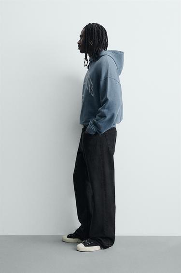 SWEAT DÉLAVÉ À INSCRIPTION IMPRIMÉE - Bleuté de Zara - Image 3