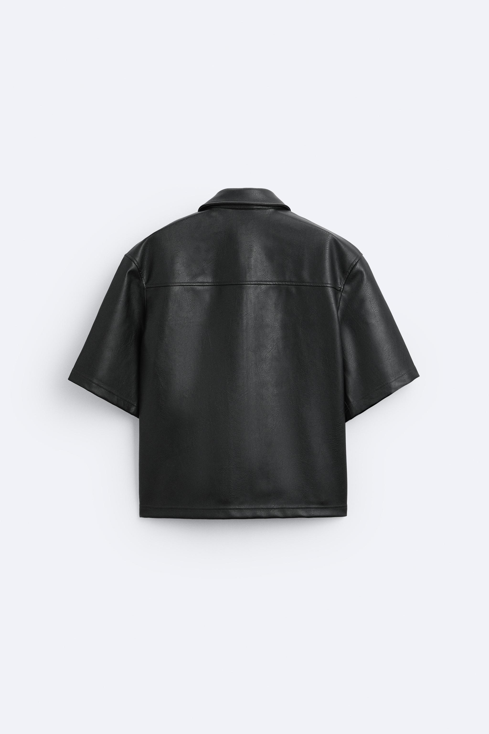 グラデーション フェイクレザー シャツジャケット - ブラック | ZARA 