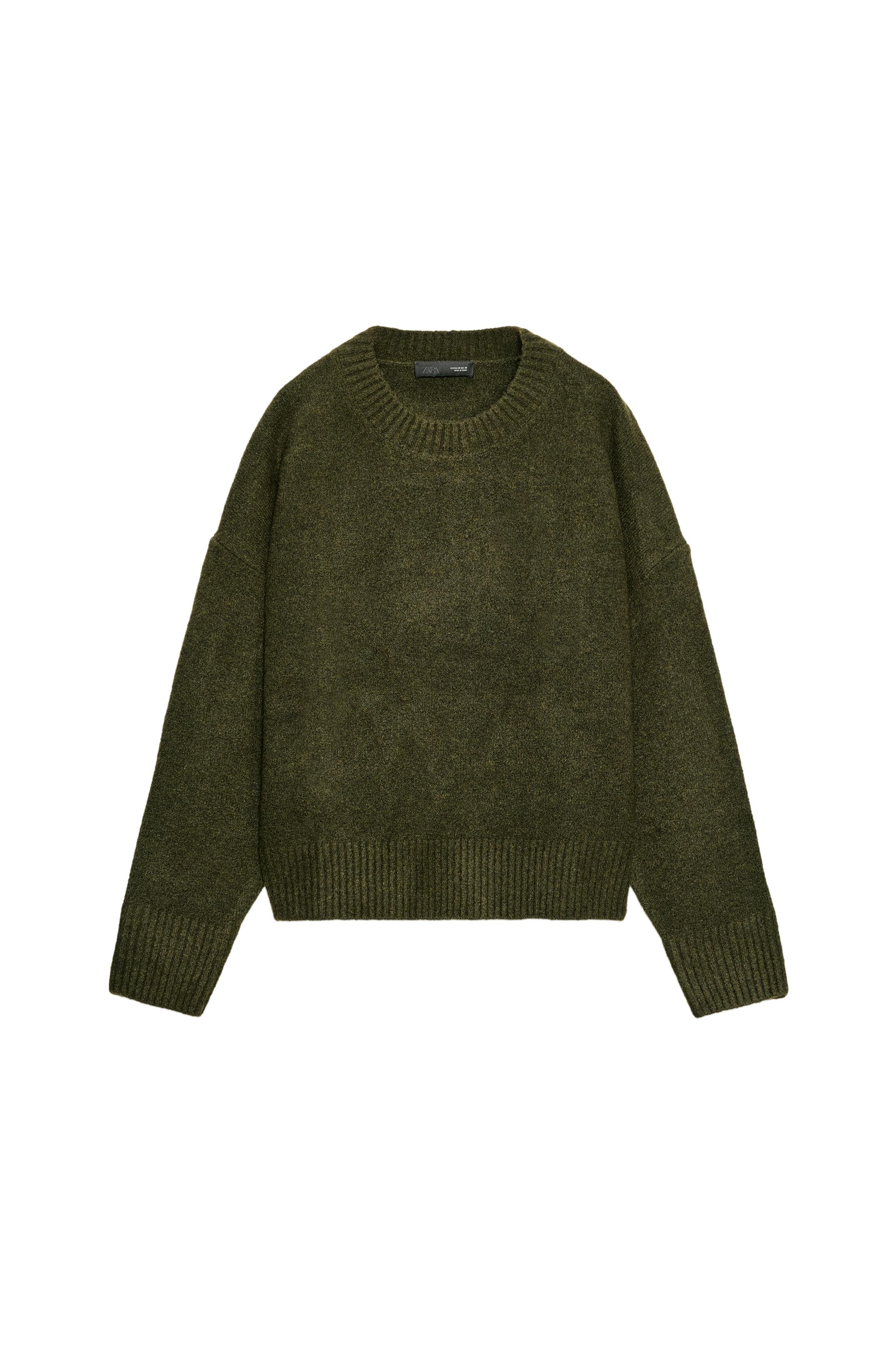 ZARA ニット ザラ ZARA *ウールアルパカ混柄編みニットプルオーバー*M/28ブラウン