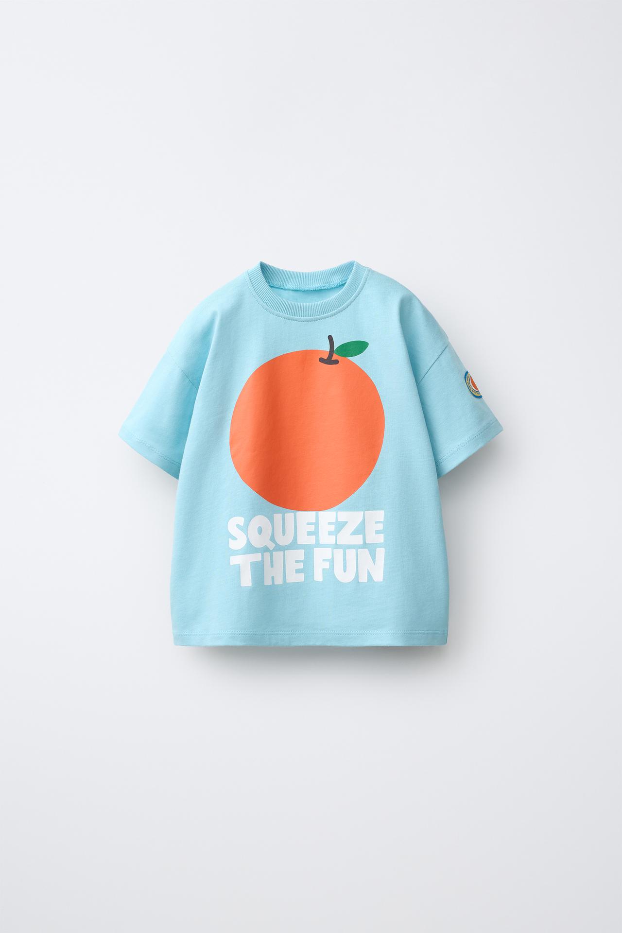 FRUIT PRINT T-SHIRT — Sky blue