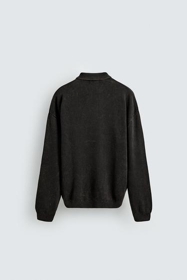 WASHED KNITTED POLO SHIRT - Brown by Zara