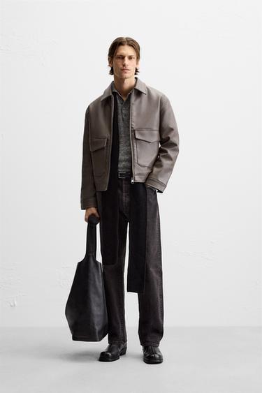 JAQUETA DE POLIURETANO COM BOLSOS - Cinzento da Zara - Imagem 0