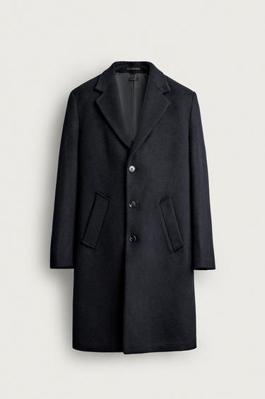 REGULAR FIT WOOL BLEND COAT - Navy blue by Zara