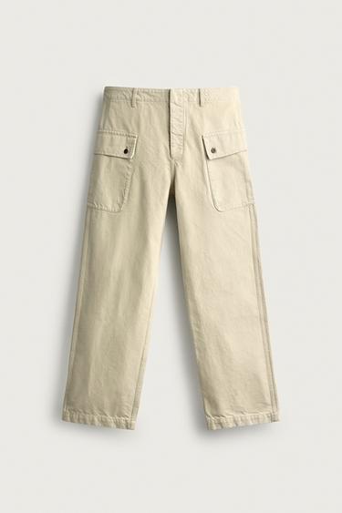PANTALON CARGO COUPE DÉCONTRACTÉE - Vert gris de Zara