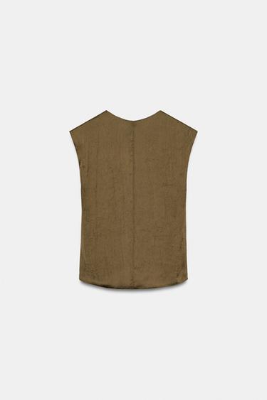 SATIN KNOT TOP - Khaki by Zara - Image 6