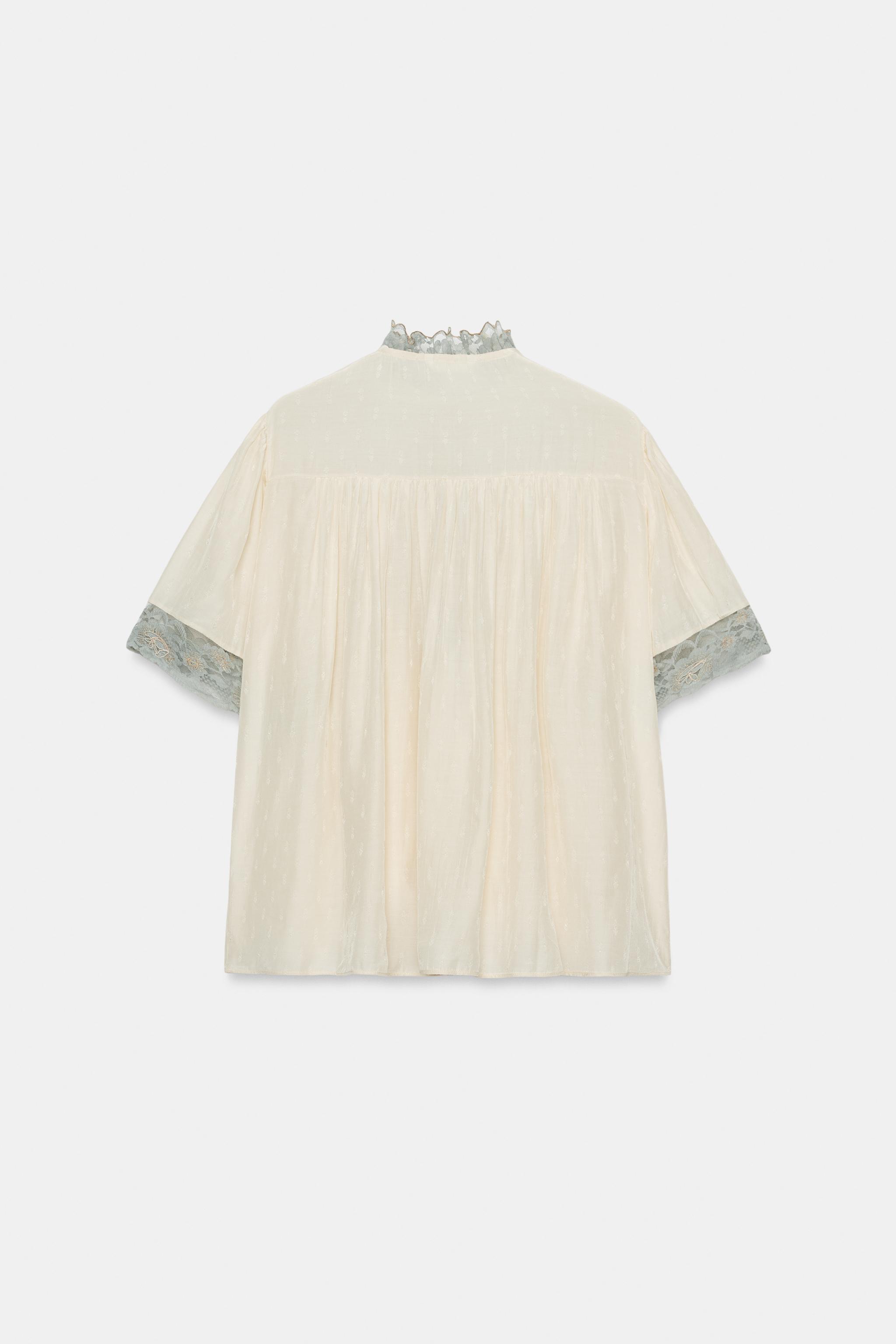 ZARA WOMAN COLLECTION新作　 レースシャツ エクリュ ZW COLLECTION レースブラウス - エクリュ | ZARA Japan / 日本