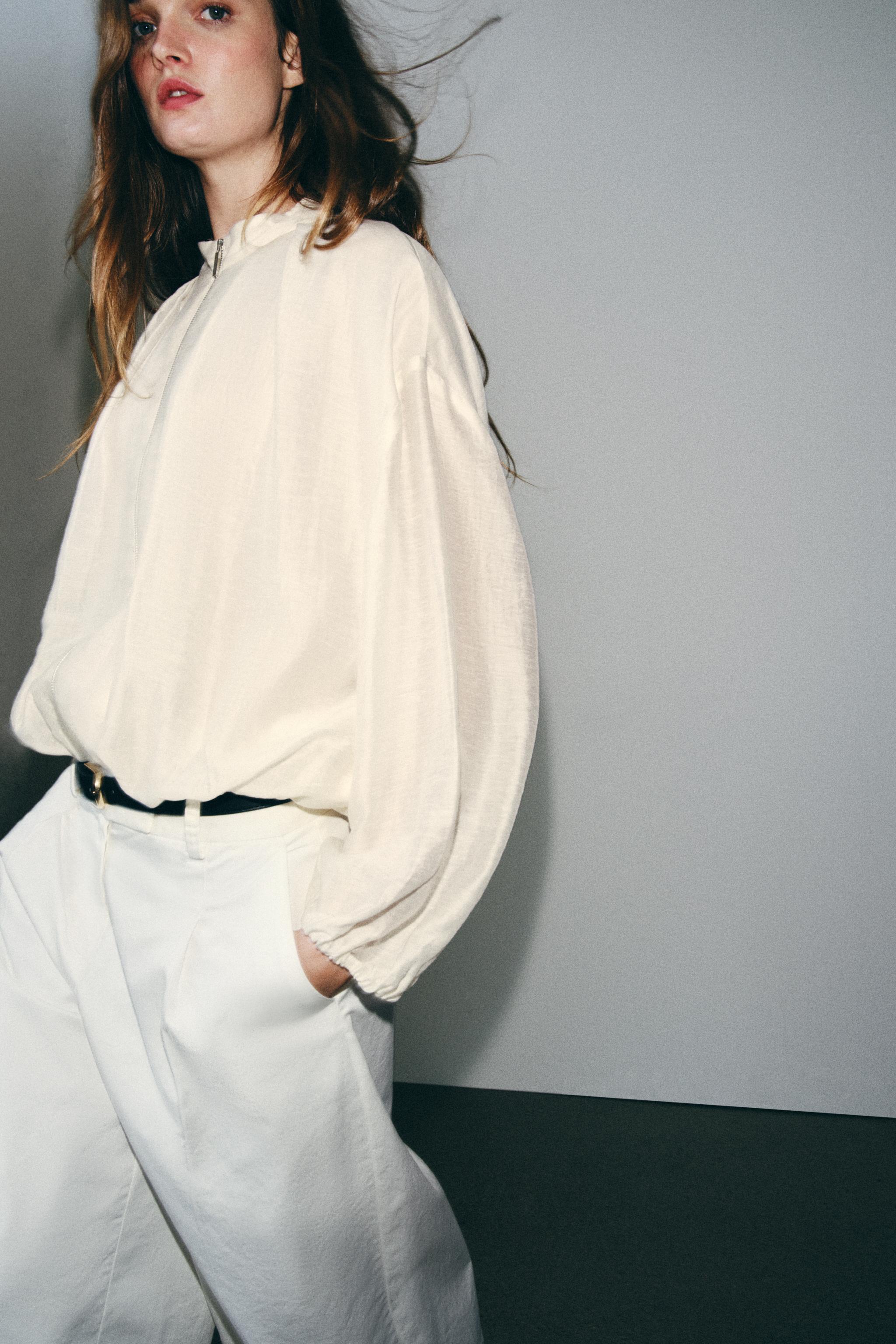 PLEATED BOMBER JACKET