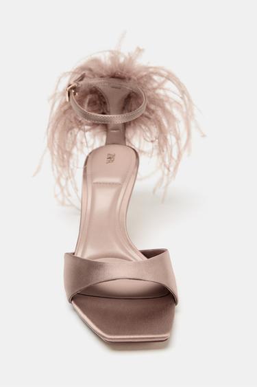 SANDALES À TALONS ET PLUMES FANTAISIE - Beige de Zara - Image 2