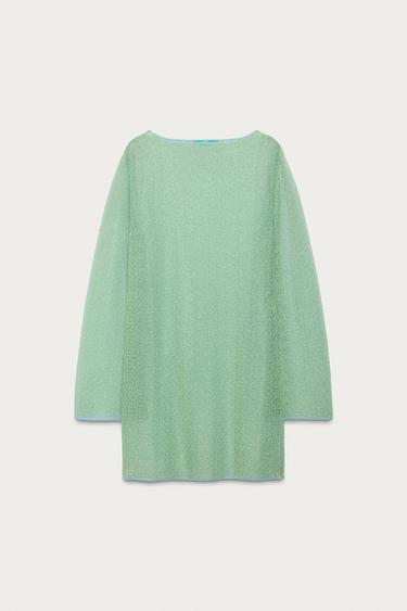 ROBE SEMI-TRANSPARENTE EN MAILLE MARISA BERENSON X ZARA - Vert d'eau de Zara - Image 1