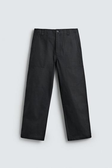 FADED STRAIGHT-LEG TROUSERS - Steel by Zara