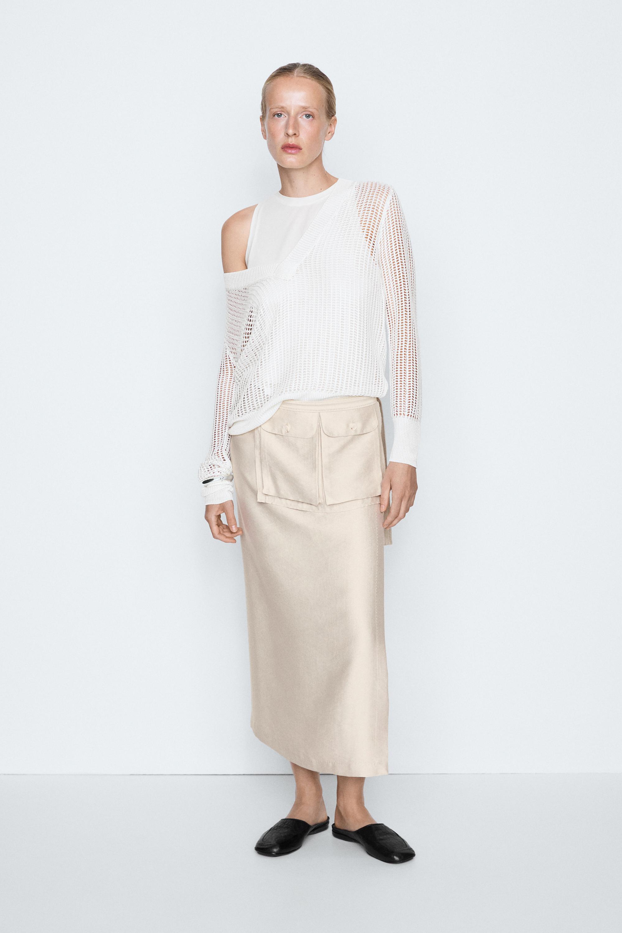 V-neck cutwork sweater - STUDIO — White