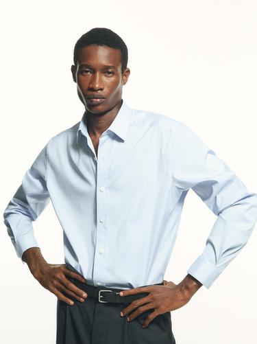 Zara Cotton blend stretch shirt - Green stripe