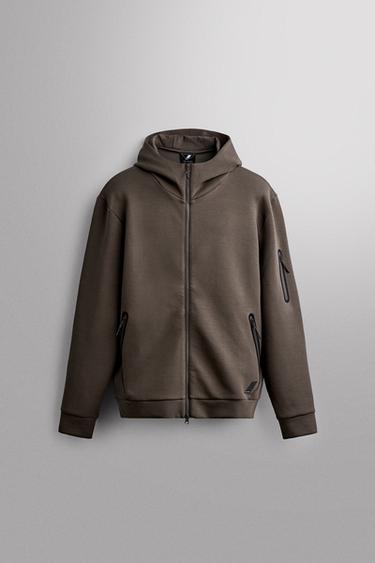 SUDADERA TÉCNICA CREMALLERA CAPUCHA - Marrón oscuro de Zara