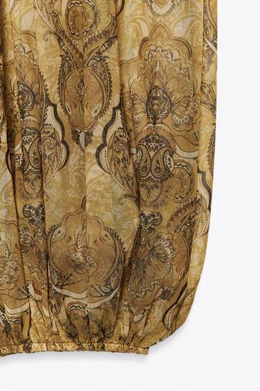 PANTALON BOUFFANT IMPRIMÉ - Verts de Zara - Image 8
