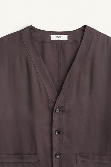 RELAXED FIT LYOCELL-VISCOSE JACKET - Grey by Zara - Image 6