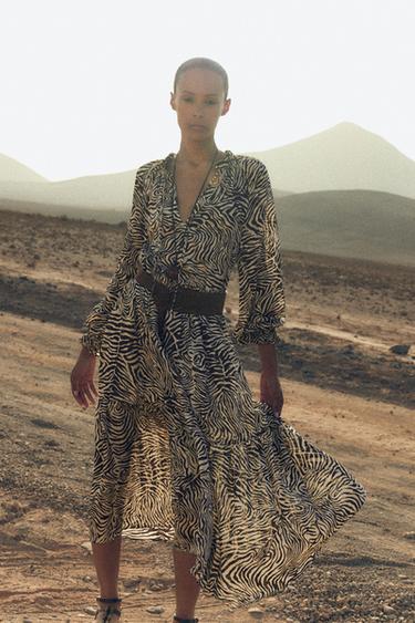 VESTIDO CINTURÓN ESTAMPADO ANIMAL - Cebra de Zara