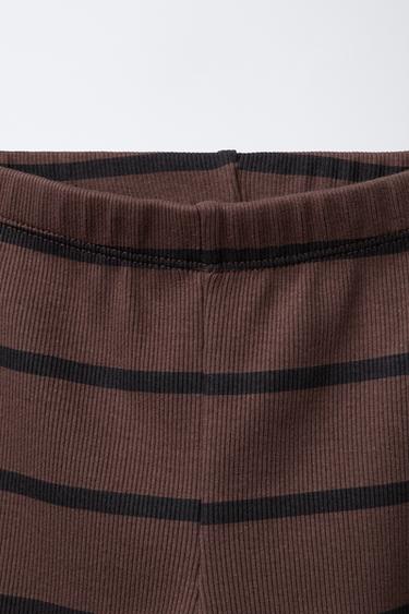 LEGGING CÔTELÉ RAYURES - Marron de Zara - Image 2