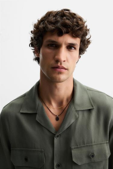 CHEMISE FLUIDE LYOCELL - LIN - Kaki de Zara - Image 4