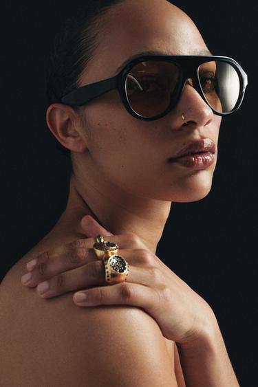 LOT DE 3 BAGUES MÉTALLIQUES BRILLANTES - Doré de Zara - Image 1