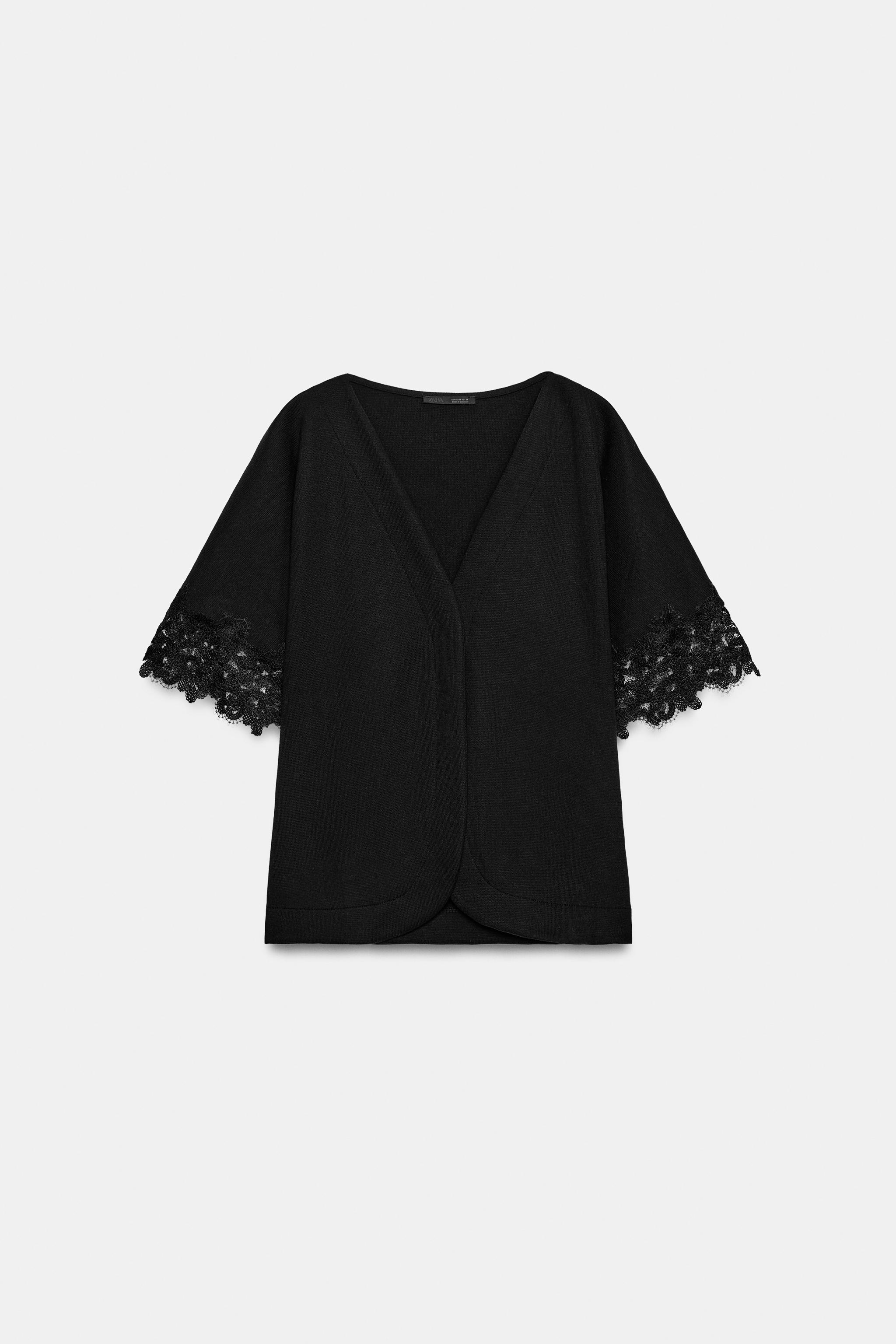Женские топы Zara SOFT LACE TOP — фото 5