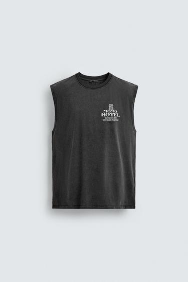 WASHED PRINT TANK TOP - Anthracite grey by Zara - Image 6