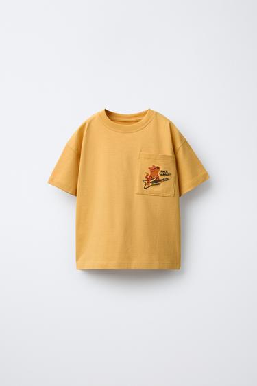Zara ANIMAL EMBROIDERY T-SHIRT - Ocher