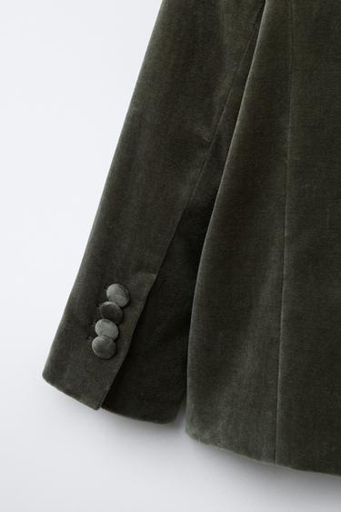 VESTE DE COSTUME EN VELOURS - Marron / Taupe de Zara - Image 3