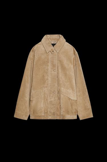 CHAQUETA PIEL ANTE - Arena claro de Zara