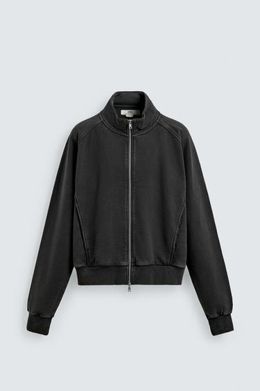 Zara WASHED RELAXED FIT SWEATSHIRT - Dark anthracite