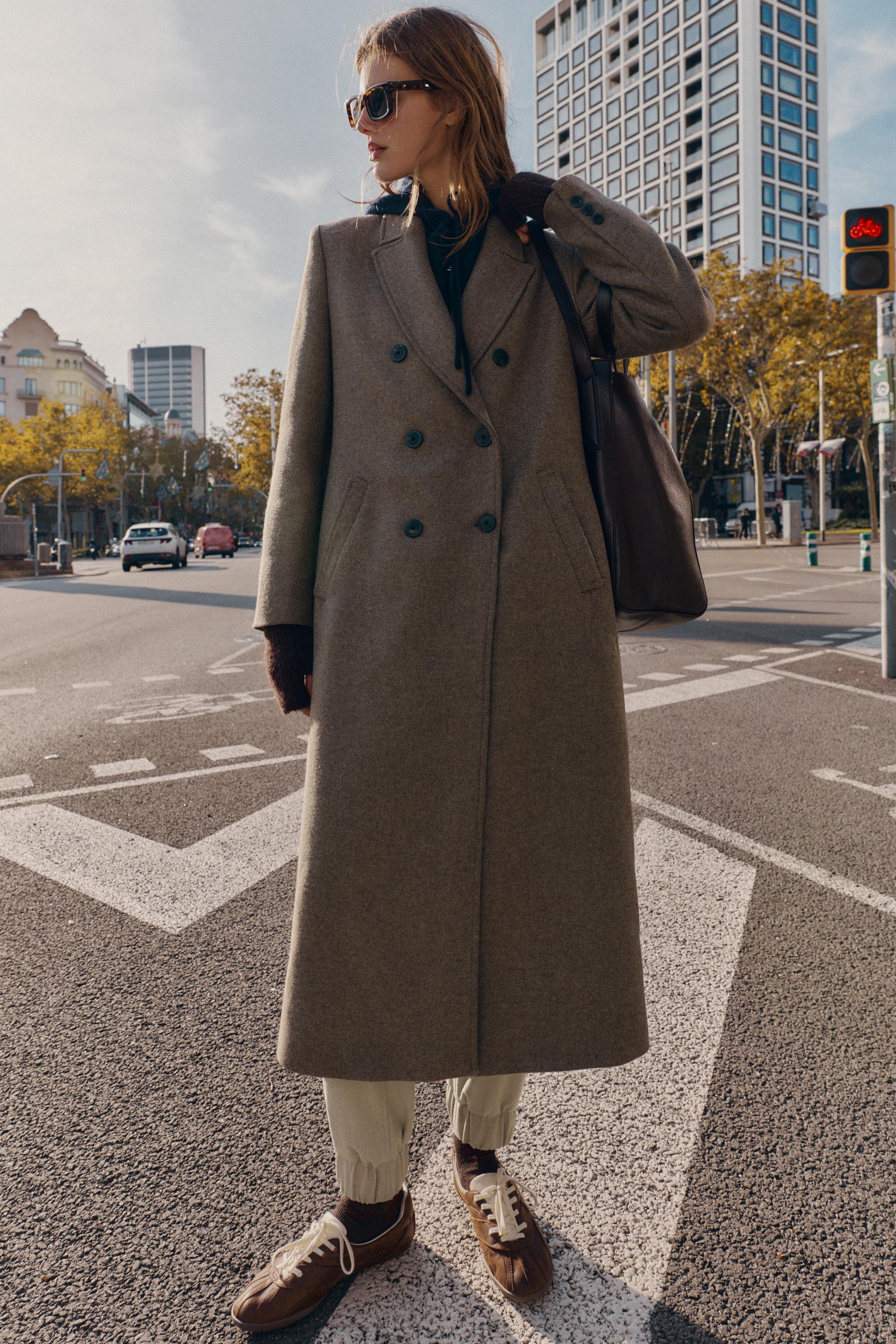 ロングダブルブレストコート - ダークミンク | ZARA Japan / 日本