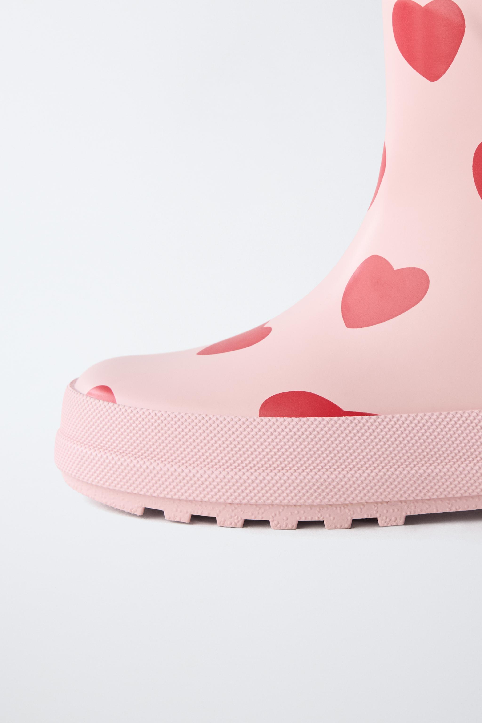 Детские ботинки Zara HEART PRINT RAIN BOOTS — фото 6