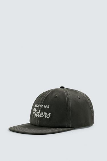 CASQUETTE À VISIÈRE PLATE BRODERIE CONTRASTÉE - Gris foncé de Zara