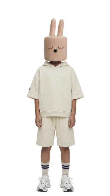 ENSEMBLE SWEAT À CAPUCHE ET BERMUDA INTERLOCK - Écru moyen de Zara