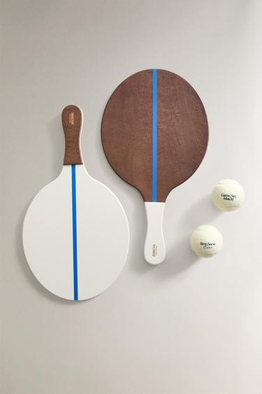 LOT RAQUETTES BOIS AVEC HOUSSE - Bleu de Zara