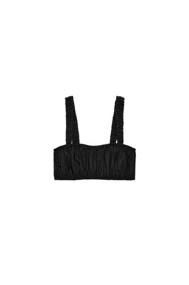 POPLIN GATHERED CROP TOP
