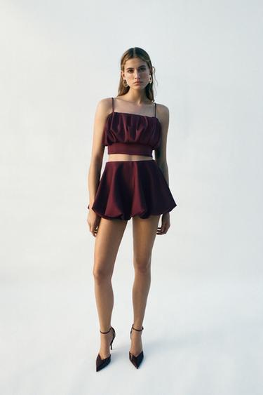 STRAPPY BALLOON TOP - Wine by Zara - Image 2