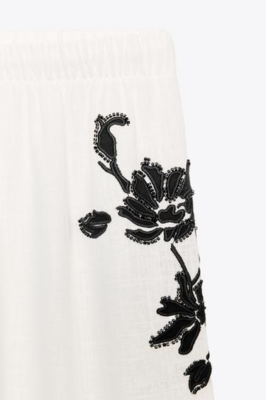 PANTALON BRODÉ ZW COLLECTION - Blanc / Noir de Zara - Image 7