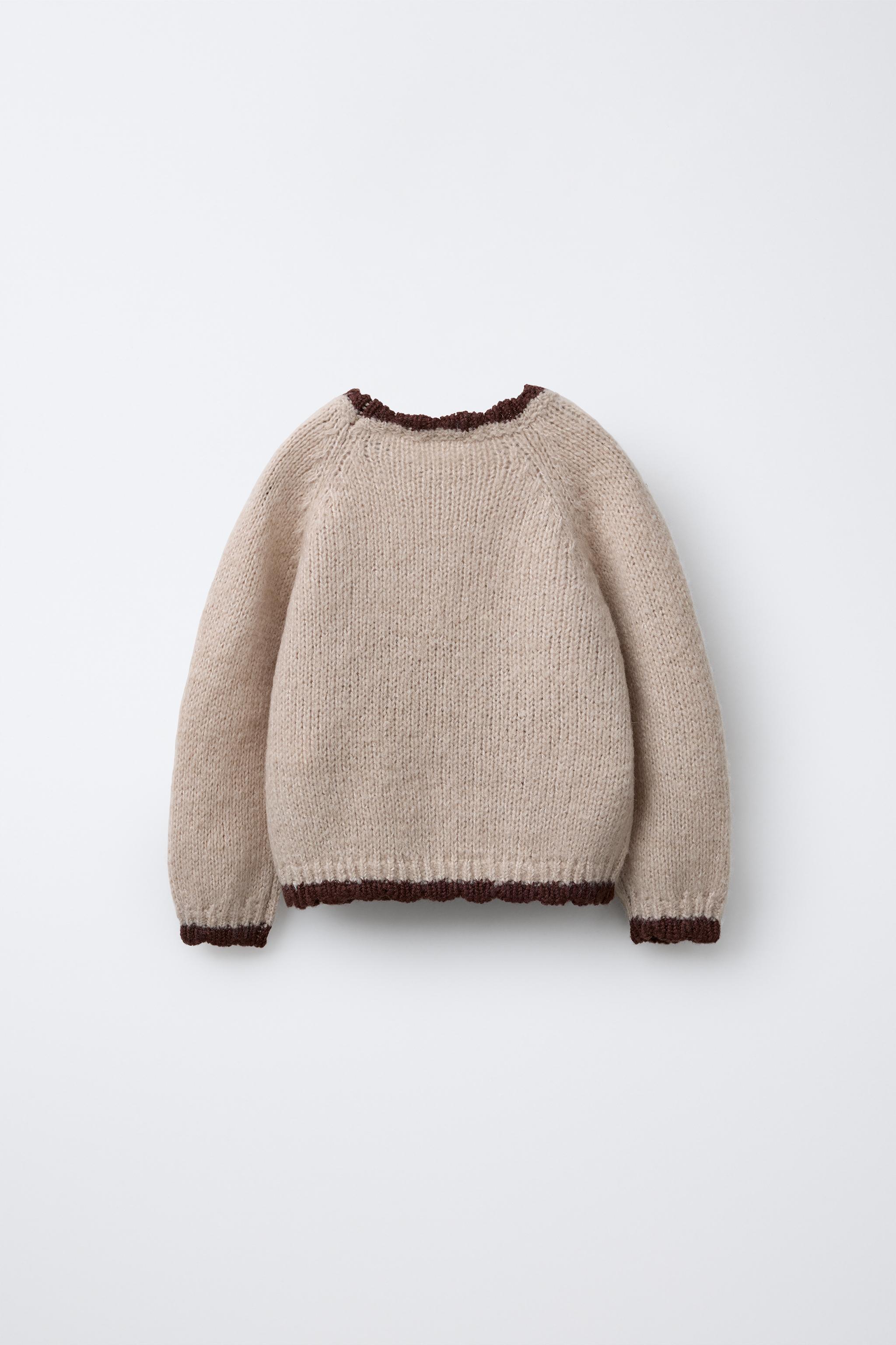 ヒマワリ刺繍ニットセーター - ライトベージュ | ZARA Japan / 日本