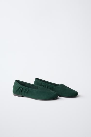 FRUIT OF THE LOOM™ LEATHER BALLET FLATS — Green 2