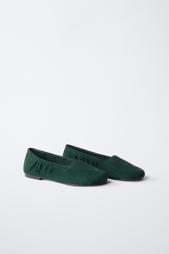 BALLERINES EN CUIR FRUIT OF THE LOOM™ - Vert de Zara - Image 1